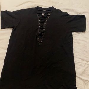 Black laced up front shirt